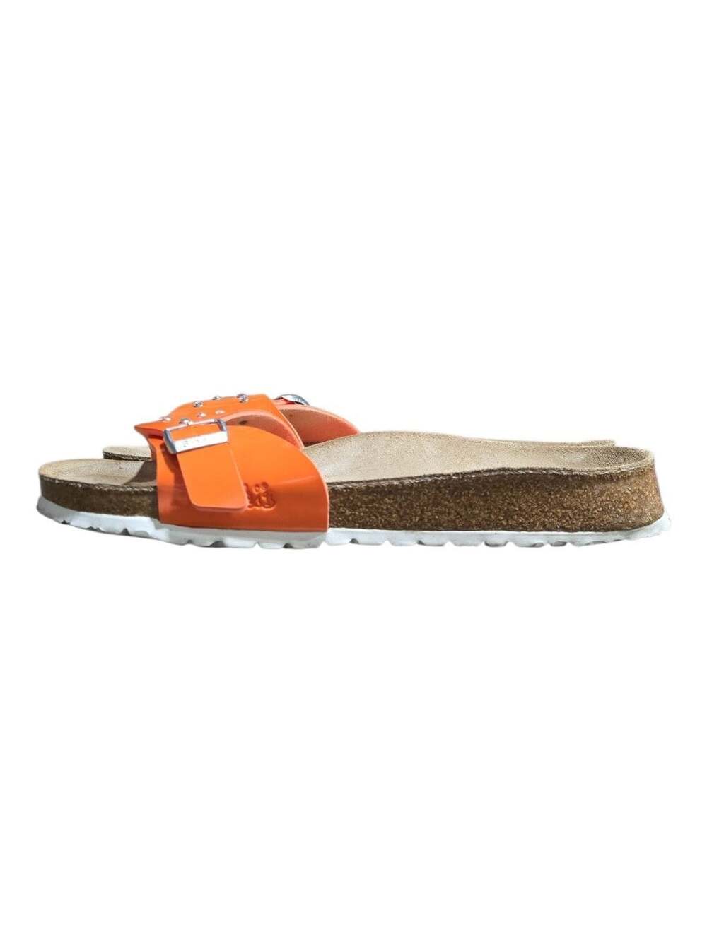 Birkenstock Birkis Orange Patent Leather Studded Sandals Size 41 - Picture 5 of 8